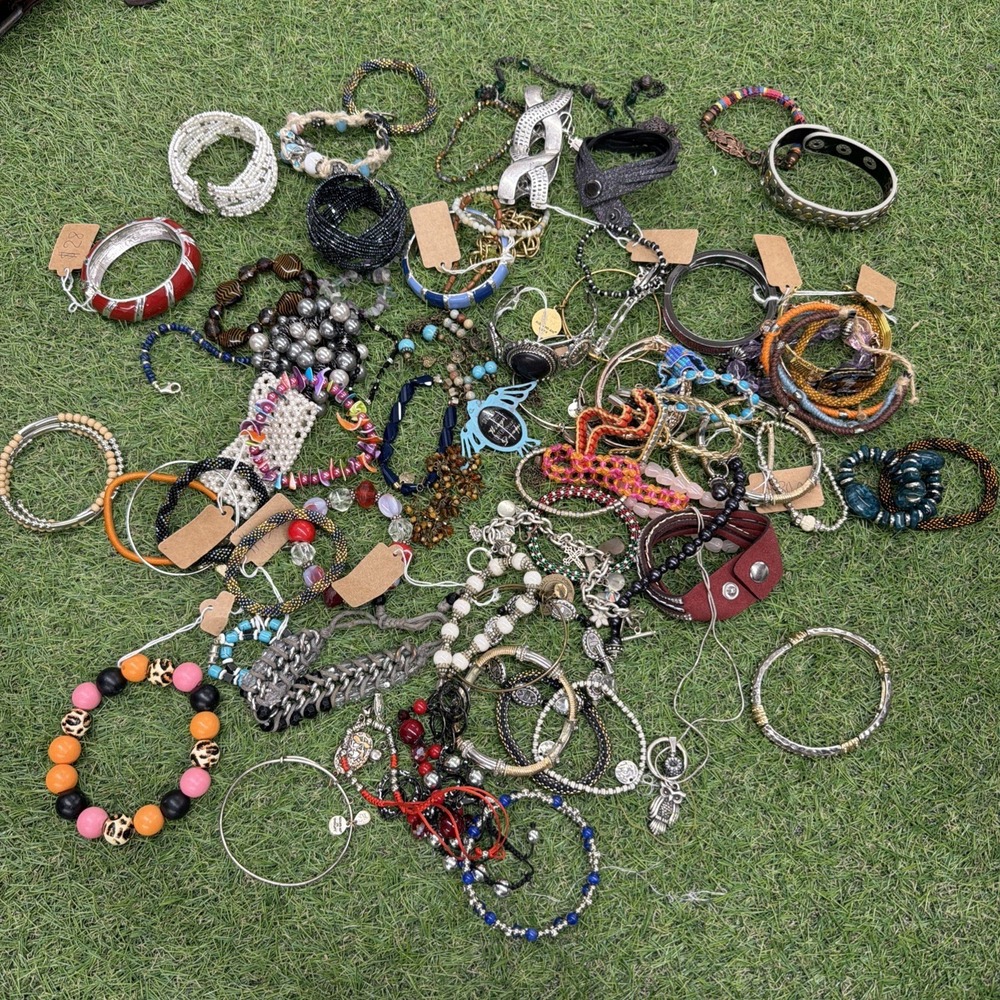 Huge Vintage Costume Jewelry Lot Bracelets Necklaces Beaded Mixed Bundle